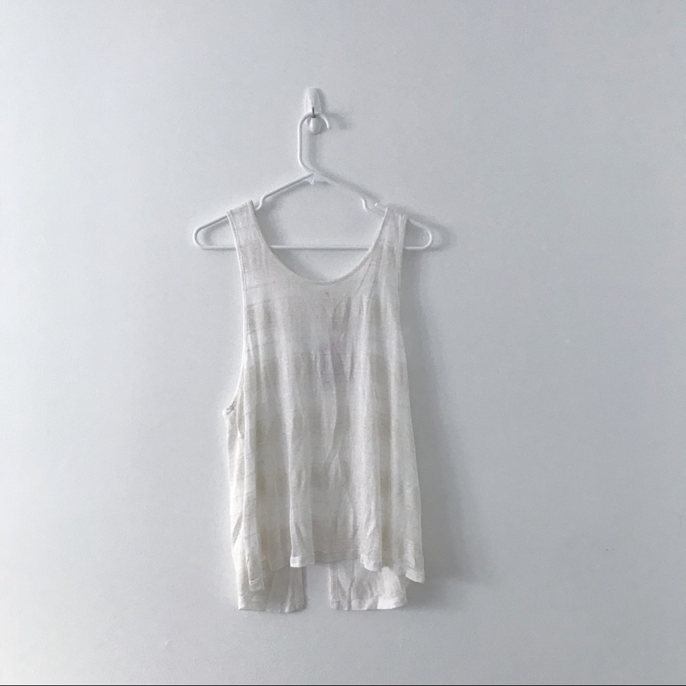 Free people white flowy open back tank